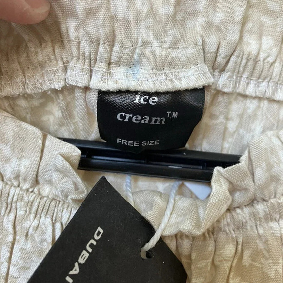 Ice Cream Prairie Asymmetrical Ruffle Tiered Tan Floral Off Shoulder Dress NWT - Picture 5 of 5